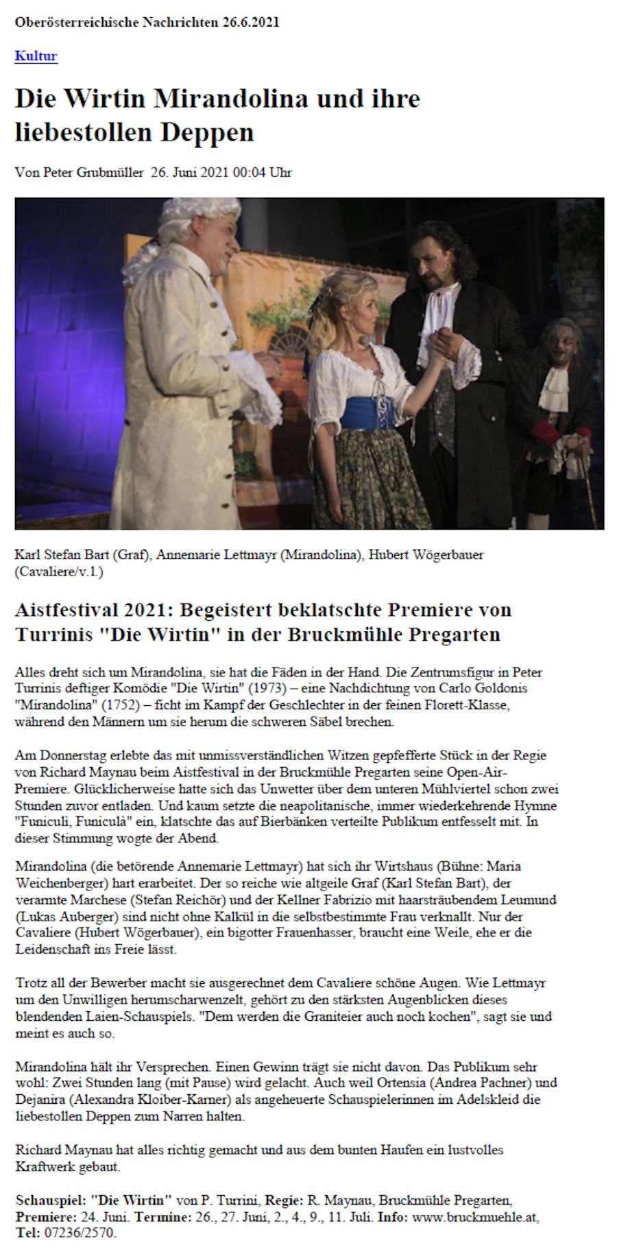 Kritik Wirtin - OÖN